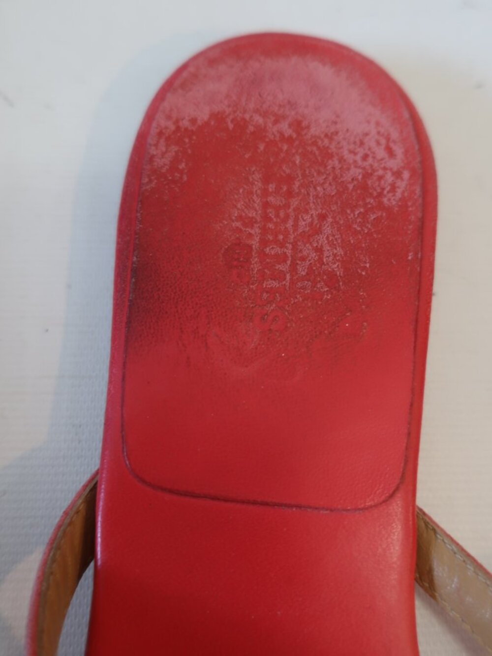 Women Hermes Red Leather Corfou Thong Sandals W/Silver Hardware 38 EU/US 8 - Picture 2 of 11